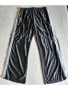 Tear Away Track Pants Mens XL Black Silver Wide Leg Loose